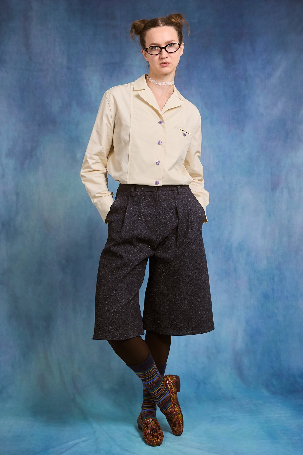 Brenda Bermuda - speckled jeans