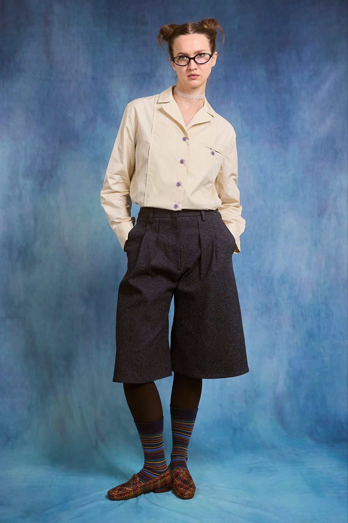 Brenda Bermuda - speckled jeans