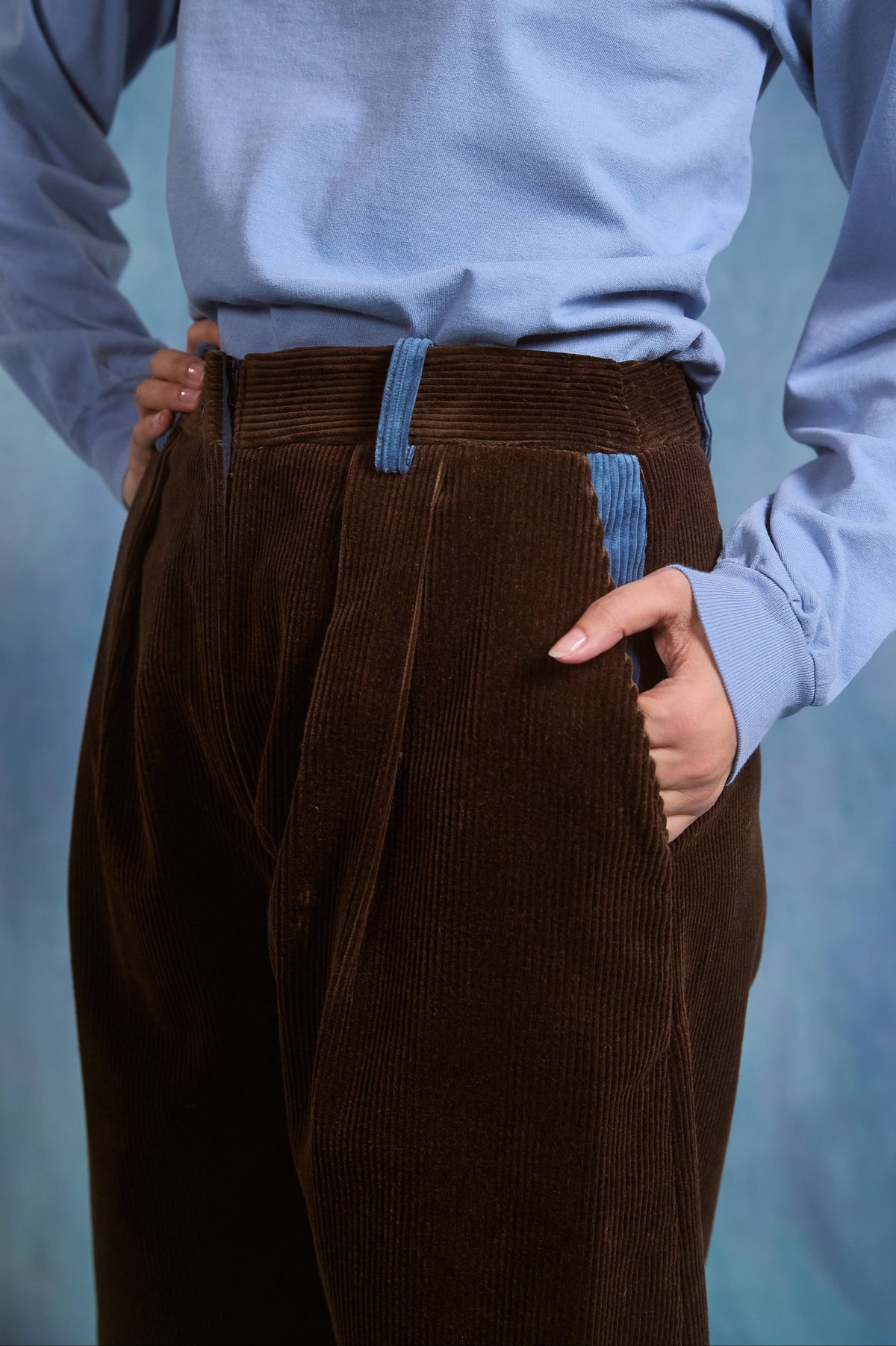 Brenda Bermuda - blue and brown velvet
