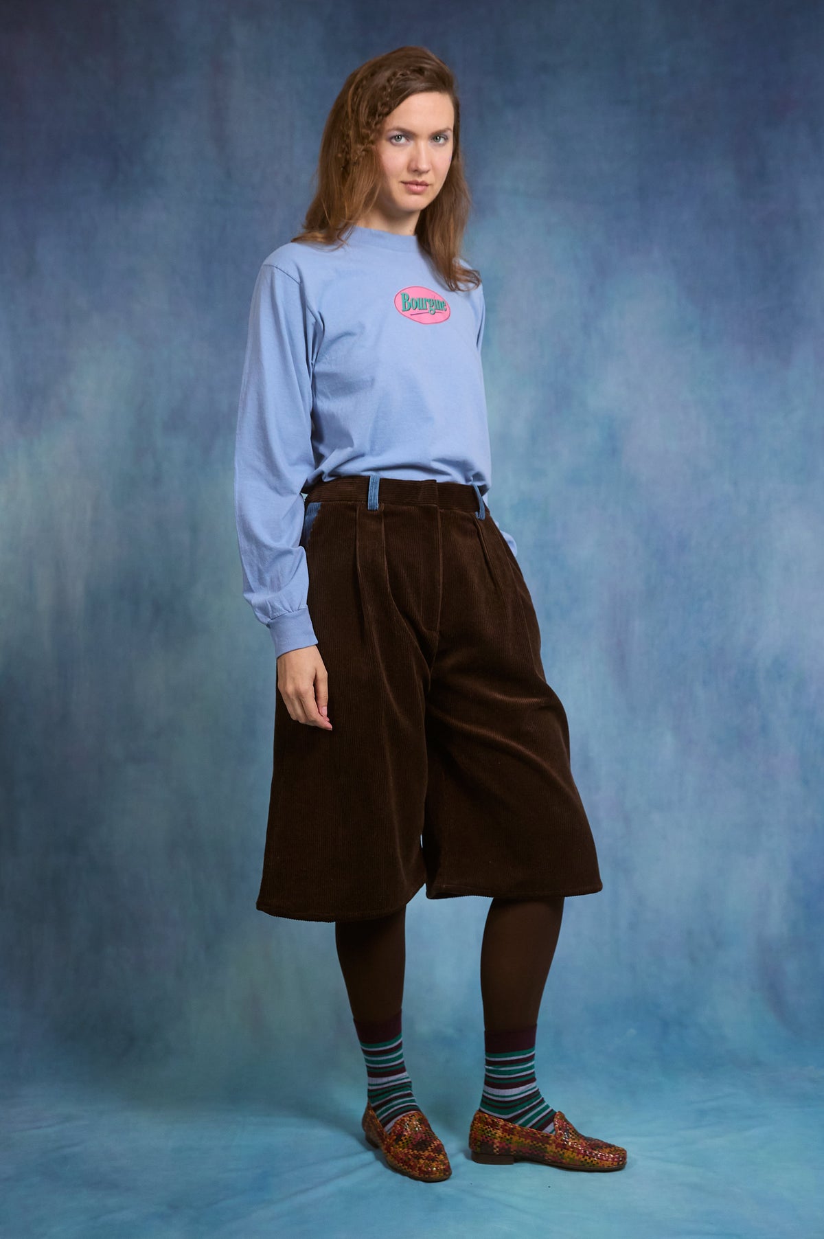 Brenda Bermuda - blue and brown velvet