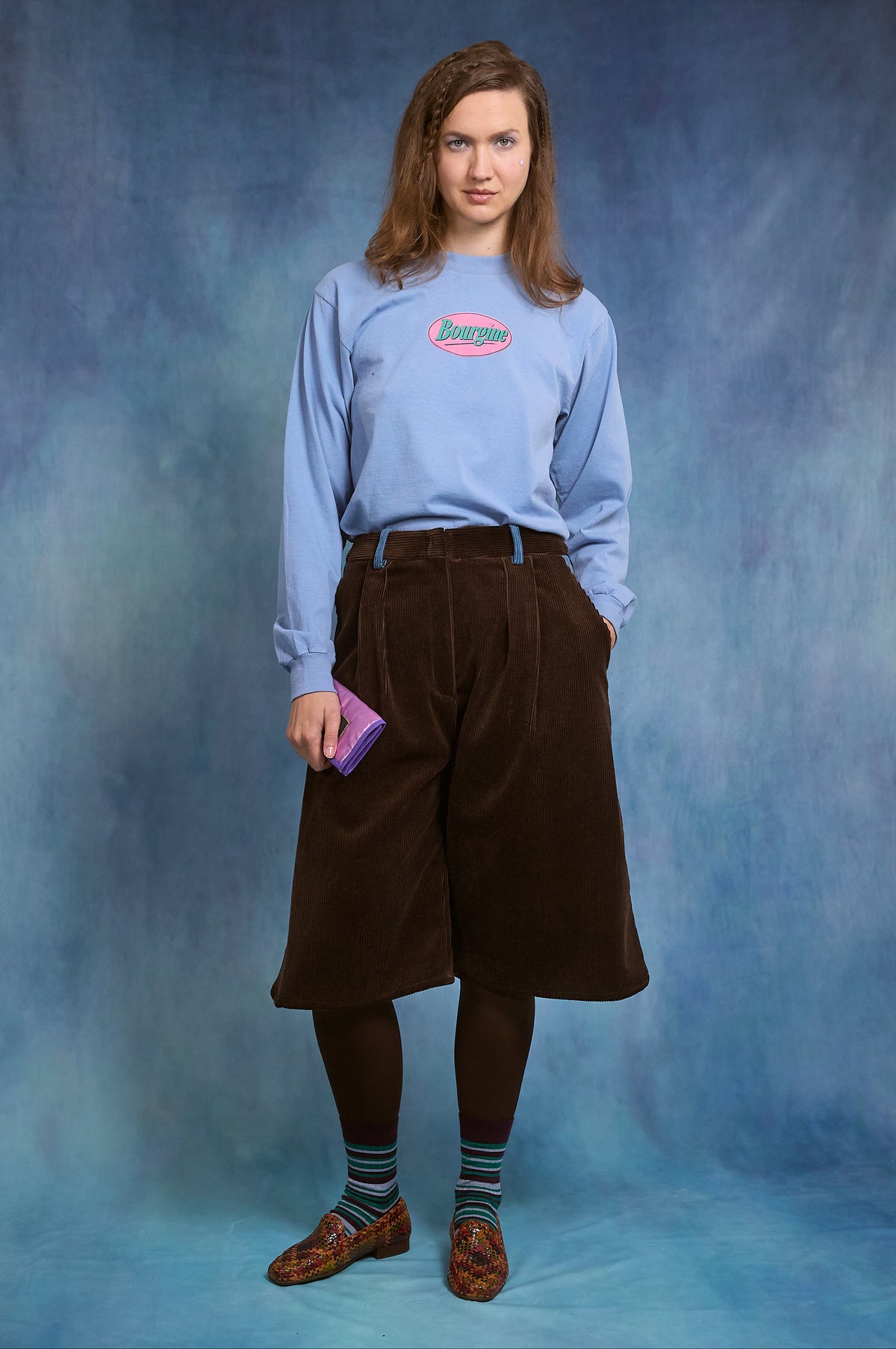 Brenda Bermuda - blue and brown velvet