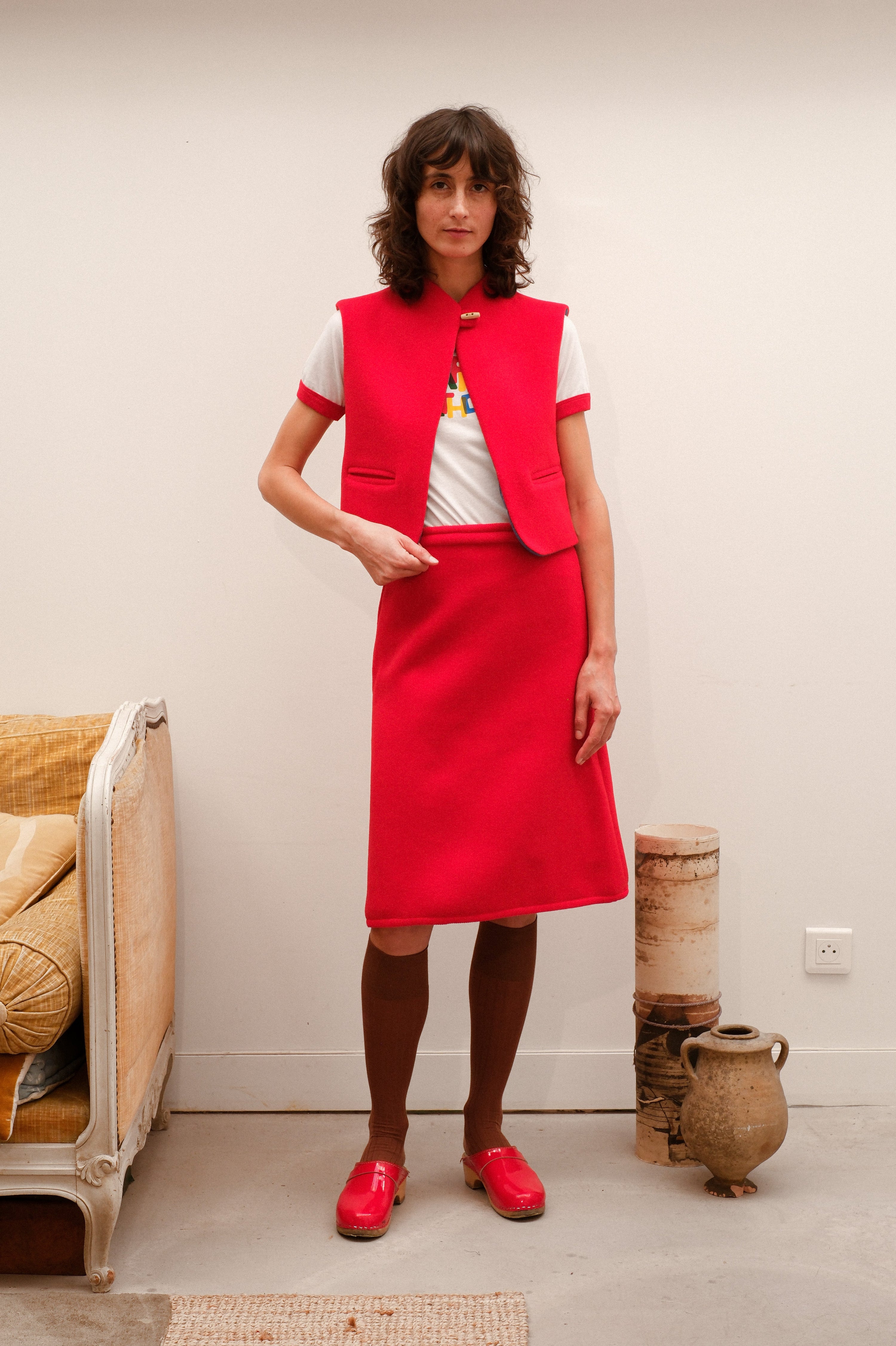 A skirt, red wool