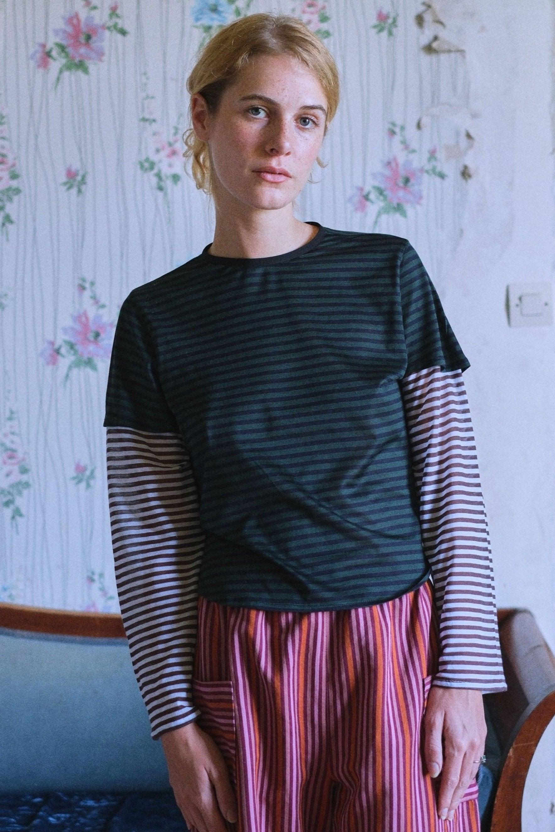 Godey Longsleeve, stripes - Bourgine