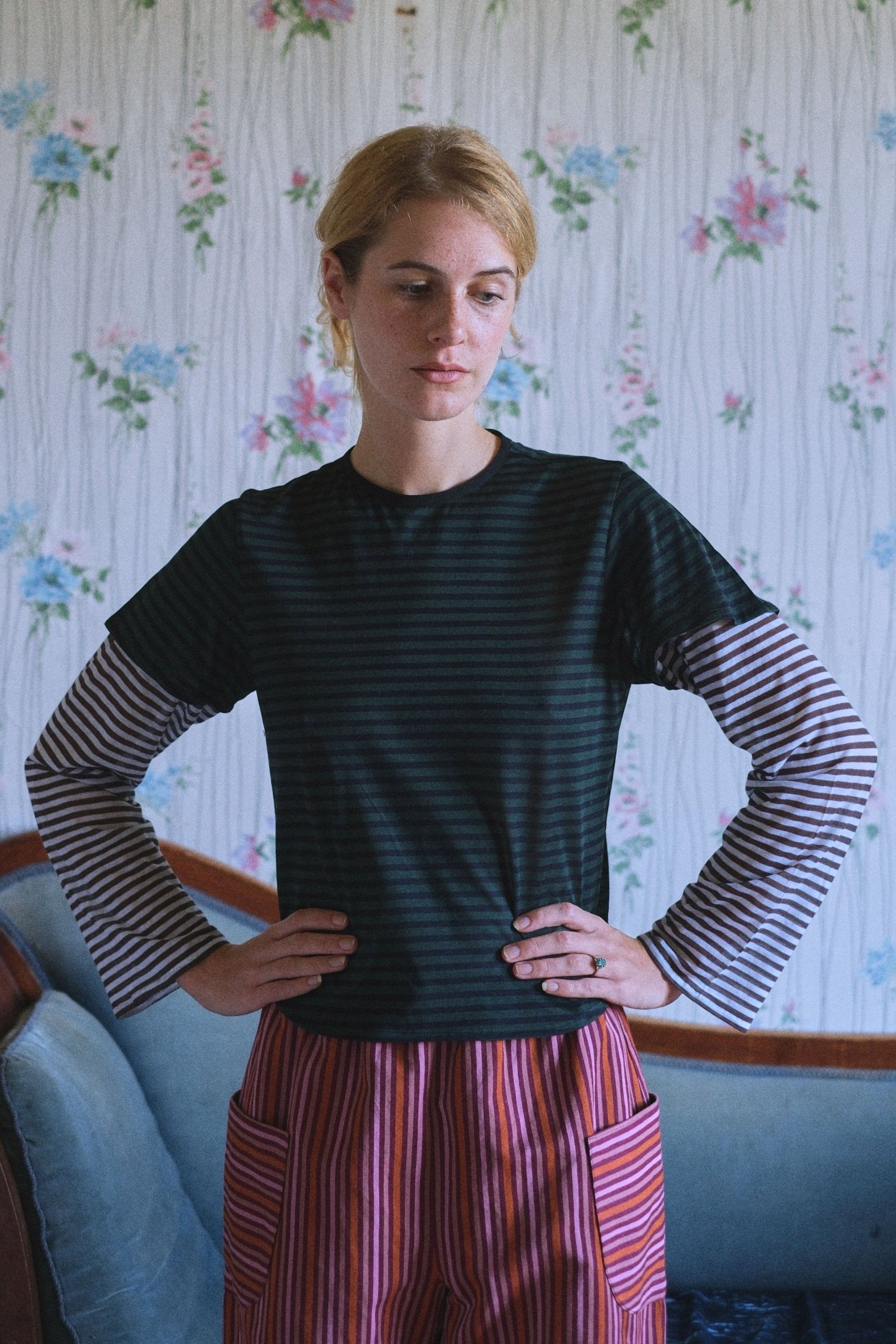 Godey Longsleeve, stripes - Bourgine