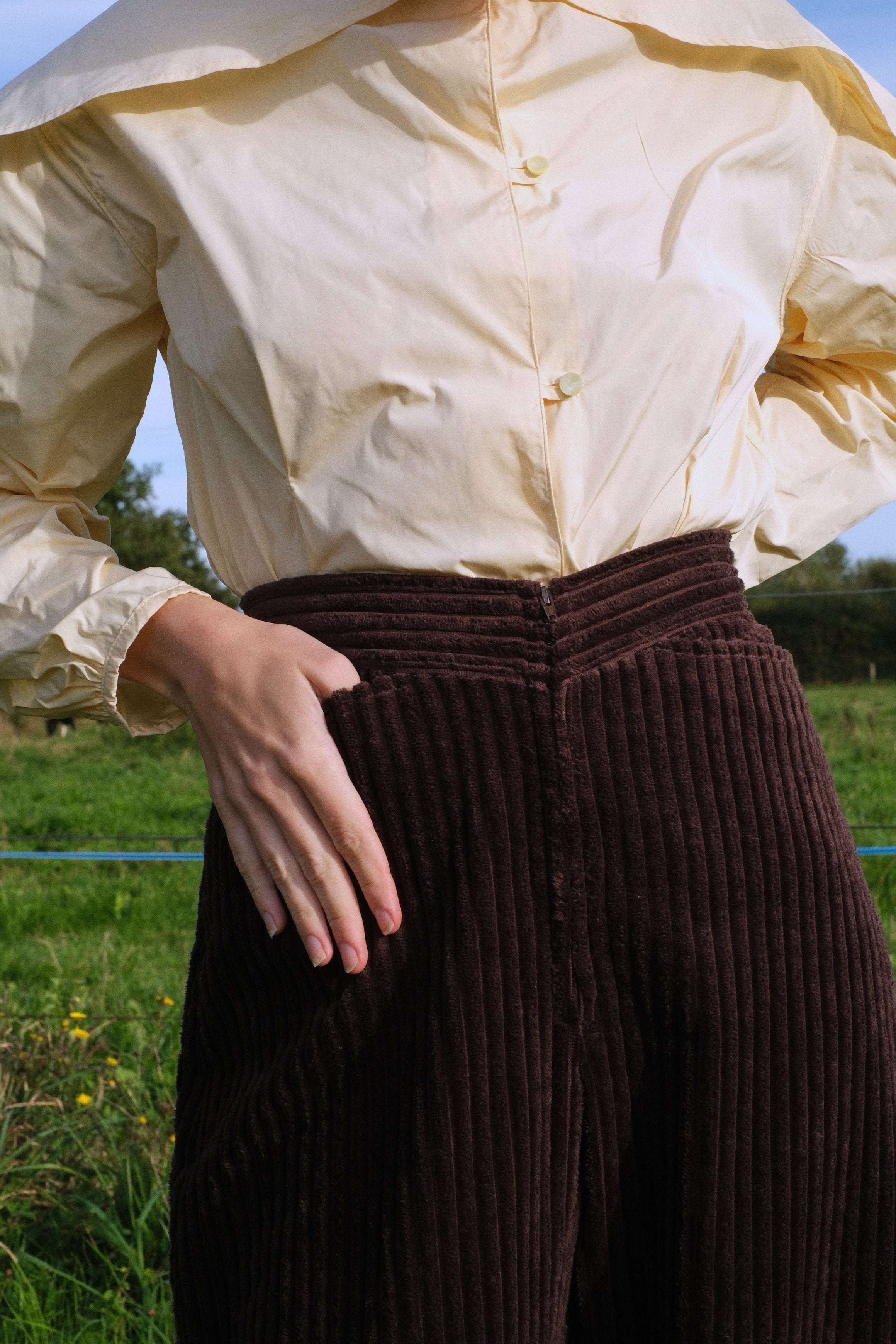 Pantalon Buggy, large côte - Bourgine