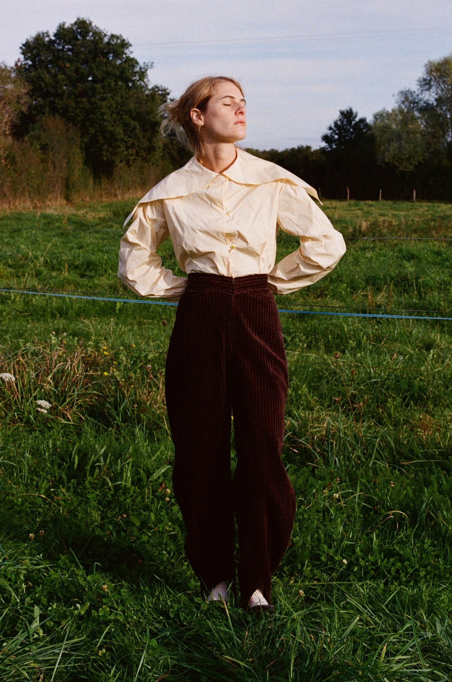 Pantalon Buggy, large côte - Bourgine
