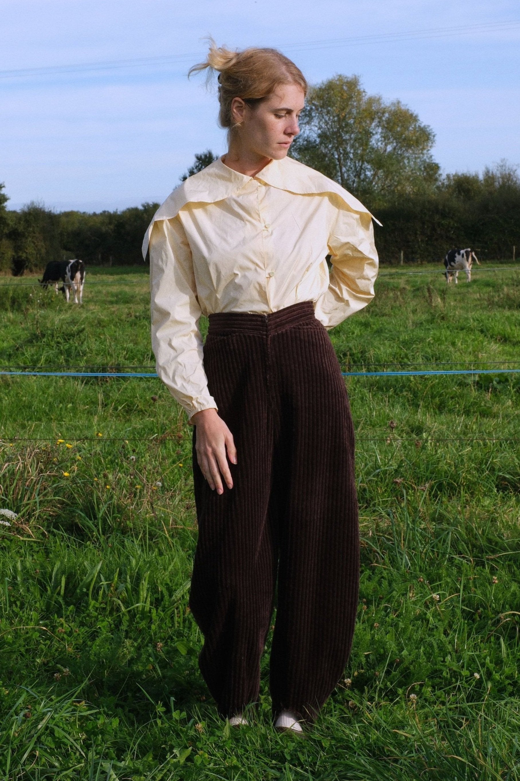 Pantalon Buggy, large côte - Bourgine
